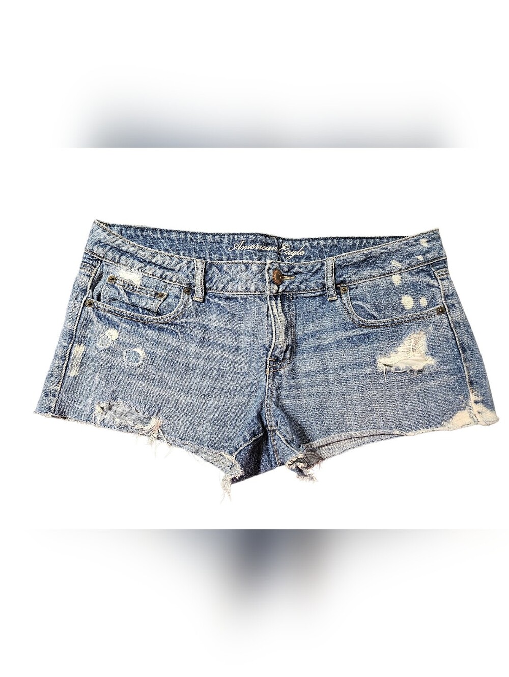 American Eagle Outfitters Light Blue Distressed Denim Cutoff Shorts, Size 14